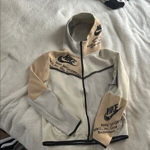 OFFWHITE Nike Sportswear Tan and White Zip-Up Hoodie runs small